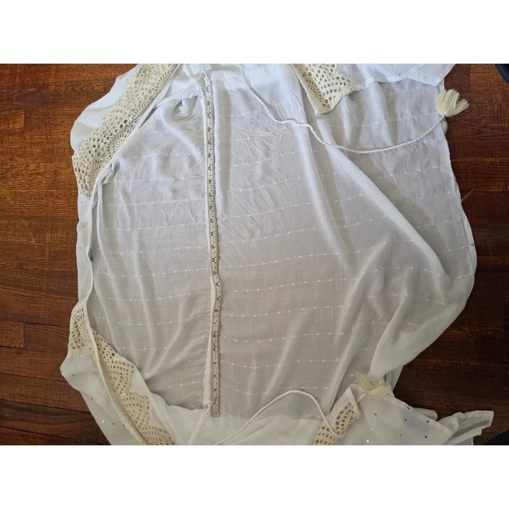 Calzedonia Boho Cottagecore White Gold Sparkles Soft‎ Cover Up
